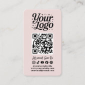 Modern Pink QR Code Social Media Icons Logo Photo 名刺 (正面)