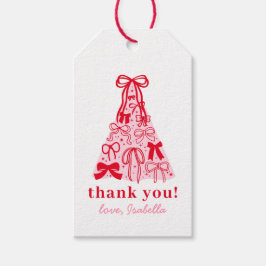 Modern Pink Red Bow Girl Birthday Favor  ギフトタグ