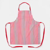 Modern Pink Red Classic Stripes Christmas エプロン (正面)