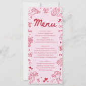Modern Pink Red Hearts Hand Drawn Valentine Menu (正面)
