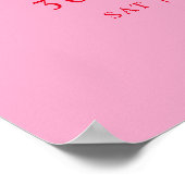 Modern Pink & Red Hello 30th Birthday Welcome Sign ポスター (角)