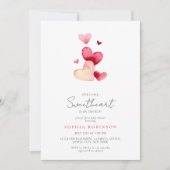 Modern Pink Red Little Sweetheart Baby Shower 招待状 (正面)