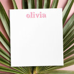 Modern Pink Red Personalized Name ノートパッド<br><div class="desc">Create your own personalized notepad with custom initial name in pink red color and modern minimal typography.</div>