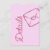 Modern Pink & Red Sketch Wedding Details エンクロージャーカード (正面)