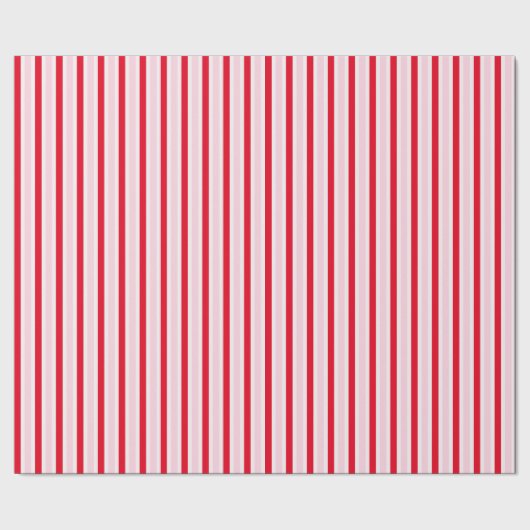 Modern Pink Red Striped Christmas ラッピングペーパー (シーム)