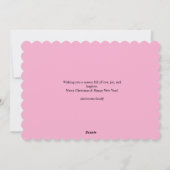 Modern Pink & Red Striped Photo Merry Christmas シーズンカード (裏面)