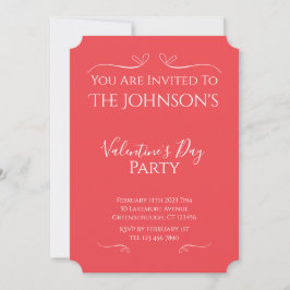 Modern Pink Red Valentines Day Party Invitation 招待状