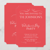 Modern Pink Red Valentines Day Party Invitation 招待状 (正面/裏面)