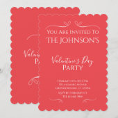 Modern Pink Red Valentines Day Party Invitation 招待状 (正面/裏面)