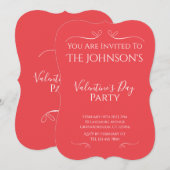 Modern Pink Red Valentines Day Party Invitation 招待状 (正面/裏面)