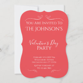 Modern Pink Red Valentines Day Party Invitation 招待状