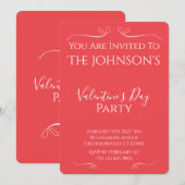 Modern Pink Red Valentines Day Party Invitation 招待状 (正面/裏面)