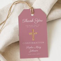 Modern Pink Religious Cross Boy Confirmation