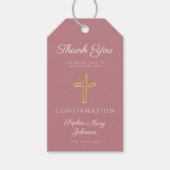 Modern Pink Religious Cross Boy Confirmation ギフトタグ (正面)