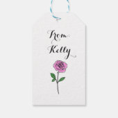 Modern Pink Rose Custom Name ギフトタグ (裏面)