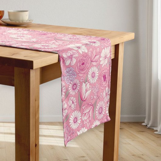 Modern Pink Rose Table Runner ミディアムテーブルランナー