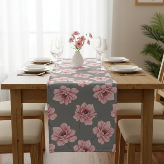 Modern Pink Rose Table Runner ロングテーブルランナー