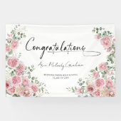 Modern Pink Roses Congratulation Graduation Banner 横断幕 (横)