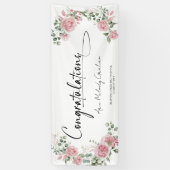 Modern Pink Roses Congratulations Graduation 横断幕 (縦)