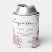 Modern Pink Roses Congratulations Graduation 缶クーラー (缶正面)
