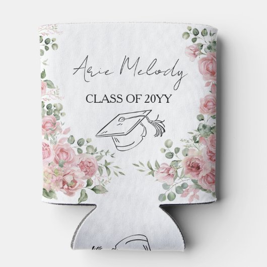 Modern Pink Roses Congratulations Graduation 缶クーラー (裏面)