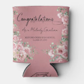 Modern Pink Roses Congratulations Graduation 缶クーラー (正面)