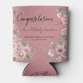 Modern Pink Roses Congratulations Graduation 缶クーラー