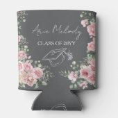 Modern Pink Roses Congratulations Graduation 缶クーラー (裏面)