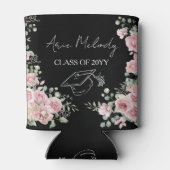 Modern Pink Roses Congratulations Graduation 缶クーラー (裏面)