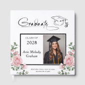 Modern Pink Roses Graduation 2 Photo ゲストブック (正面)