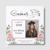 Modern Pink Roses Graduation 2 Photo ゲストブック (正面)