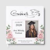 Modern Pink Roses Graduation 2 Photo ゲストブック (正面)