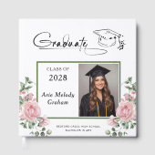 Modern Pink Roses Graduation 2 Photo ゲストブック (正面)