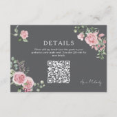 Modern Pink Roses QR-code Details Graduation エンクロージャーカード (正面)