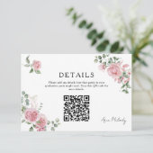 Modern Pink Roses QR-code Details Graduation エンクロージャーカード (スタンド正面)