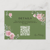 Modern Pink Roses QR-code Details Graduation エンクロージャーカード (正面)