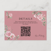 Modern Pink Roses QR-code Details Graduation エンクロージャーカード (正面)