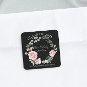 Modern Pink Roses Script Class of Graduation スクエアシール