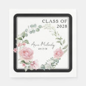 Modern Pink Roses Script Class of Graduation スタンダードランチョンナプキン (正面)