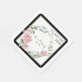 Modern Pink Roses Script Class of Graduation スタンダードランチョンナプキン (角)