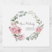 Modern Pink Roses Script Class of Graduation ビールラベル (シングルラベル)