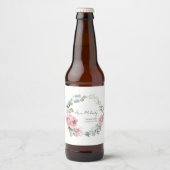 Modern Pink Roses Script Class of Graduation ビールラベル (正面)