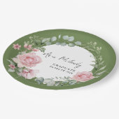 Modern Pink Roses Script Class of Graduation ペーパープレート (アングル)
