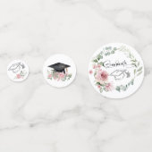 Modern Pink Roses Script Graduation コンフェッティ (正面)