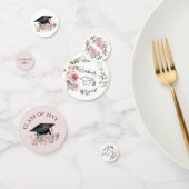 Modern Pink Roses Script Graduation コンフェッティ (グループ)