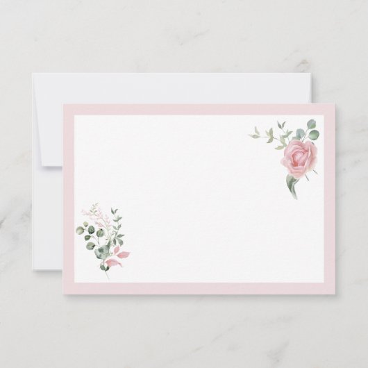 Modern Pink Roses Script Graduation サンキューカード (裏面)