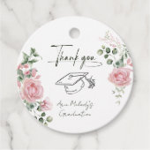 Modern Pink Roses Script Graduation フェイバータグ (正面)