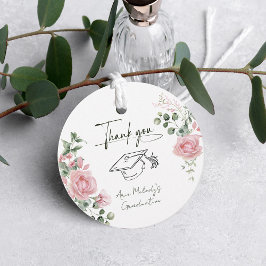 Modern Pink Roses Script Graduation フェイバータグ