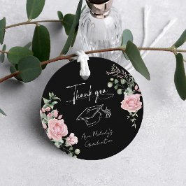 Modern Pink Roses Script Graduation フェイバータグ
