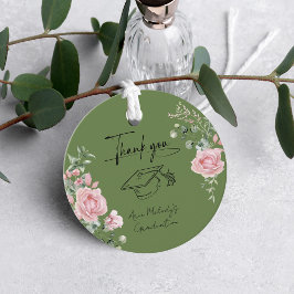 Modern Pink Roses Script Graduation フェイバータグ